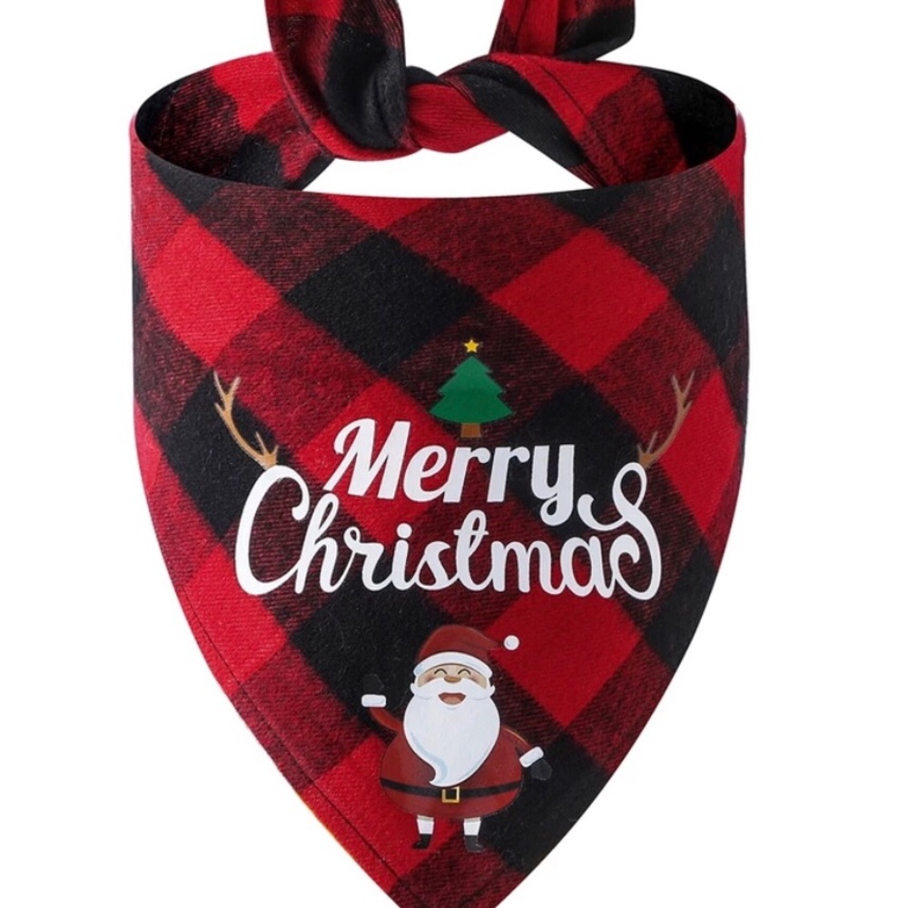 Dog Bandana Merry Christmas New Year Gifts for Puppy red Classic Buffalo print